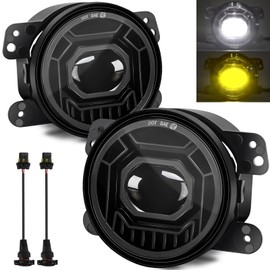 KARSAM 4 Inch Round LED Fog Lights for 2007-2018 Jeep Wrangler JK JKU 2018-2024 Jeep Wrangler JLU Accessories, 60W White Amber Off-Road Lamps Black Front Bumper LED Fog Lights Assembly, DOT Approved