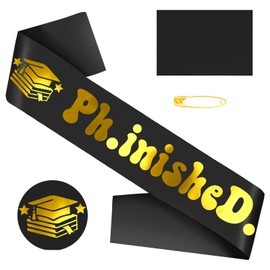 JXYCBZYing Ph.inisheD. Graduation Sash with Gold Foil, Black PhD Graduation Sash, Congrats PhD Graduation Sash, Graduation Gift for PhD Grads and Survivors, Class of 2025 Congrats Decor