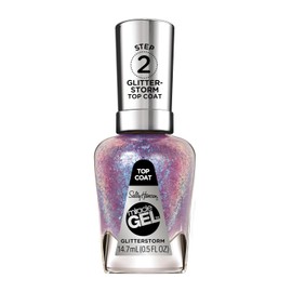 Sally Hansen Miracle Gel, Glitterstorm Topcoat, Quick Dry, Long Lasting, Sheer, Glittery Purple Nail Polish