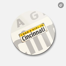 Unbranded Cincinnati Retro Travel Tin Sign | 4'' X 4'' Round Decorative Magnet