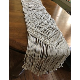 Macrame Table Runner, Boho Table Runner 82 x 12 inches, Perfect for Bohemian Decor, Boho Wedding Table Decor, Hand Woven Off White Table Runners for Dining Room, Coffee Table or Decorations for Home