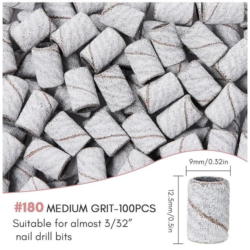 Makartt Sanding Bands for Nail Drill-100 Pcs Nail File Sanding