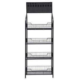 MUSESPANI 4-Tier Storage Shelves, Garage Shelving Units Multi Kitchen Storage Cabinet with 5 Metal Hooks for Kitchen Bakers Closet, Metal Wire, Organizer Rack (19.6 x 10.6 x55 inch)