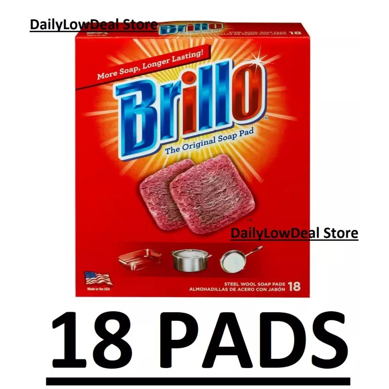 Brillo 18 PADS - Brillo Steel Wool Scouring Soap Pad