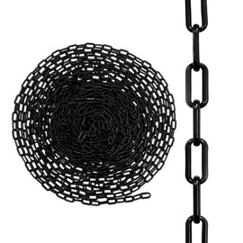 BEROZA 5M x 6mm Chain Link Fence, Plastic Fence Chain, Plastic Warning Chain, Plastic Chain Barrier for Crowd Control, Traffic, Queuing Line (Black)