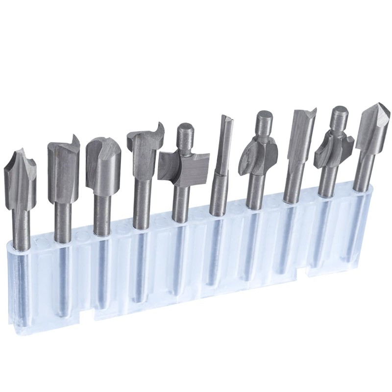Wolfride 10Pcs HSS Router Bits, Carbide Engraving Bit Set with