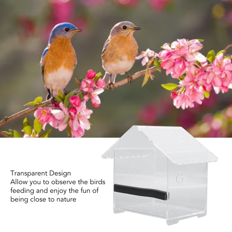 Window Bird Feeder Transparent Large Space Bird Feeder House with