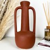 Tall Brown Vase Urn Double Handle Terracotta Roman Ceramic Flower