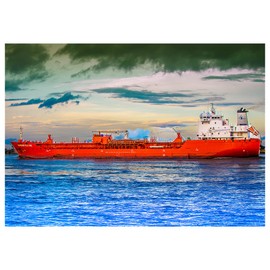 Will Davis Studios Cargo Ship on the Mississippi River at Sunset Happy Birthday Fine Art Photography Greeting Card Inside Reads: (Happy Birthday!)