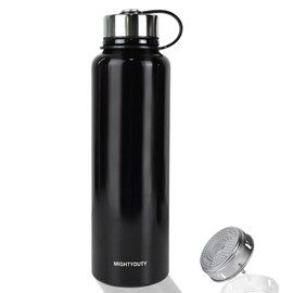 Mightyduty Stainless Steel Flask, 610 ml, 800 ml, 1100 ml, 1500 ml, Vacuum-insulated Water Bottle, Stainless Steel Flask, 6 - 24 Hours Hot or Cold, Double Wall-insulated Sports Water flask, black, 1500ml