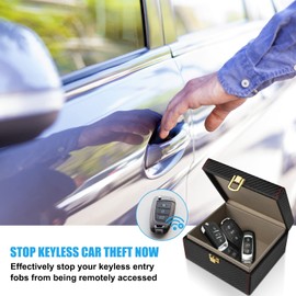 Car Key Signal Blocker Box, [5-7 Keys Capacity] Diyife Faraday Box for Car Keys, Premium Leather Anti-Theft Key Fob Protector RFID Signal Blocking Box for Car Keys, 14 x 12.3 x 7.4cm