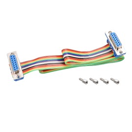 DMiotech 1 Pack 15 Pins IDC Flat Ribbon Cable 50cm Length 2.54mm Pitch DB15 Female to Female Breadboard Jumper Wires for Electronic Projects