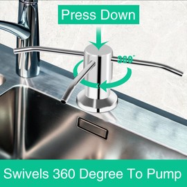 Soap Dispenser for Kitchen Sink, Built in Sink Soap Dispenser, Countertop Soap Dispenser Pump with 47" Extension Tube kit, No Need to Fill Little Bottle Again, Chrome