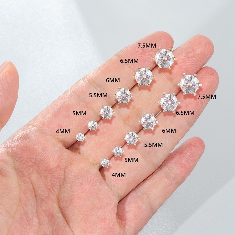 KRKC&CO Women's Moissanite Earrings 925 Silver 0.6/1/1.2/1.6/2/3ct Moissanite Diamond, VVS1