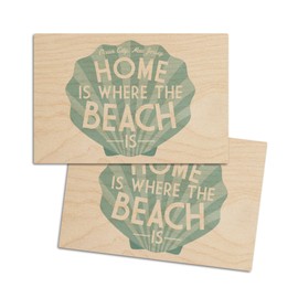 Ocean City, New Jersey, Home is Where the Beach is, Simply Said (4x6 Birch Wood Postcards, 2-Pack Stationary, Rustic Home Wall Decor)