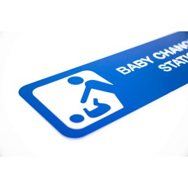 Baby Changing Station Sign | Changing Table Signs | Blue 6” x 2” Laser Engraved Acrylic | Diaper Changing Station Signage | Ready to Hang | Made in USA