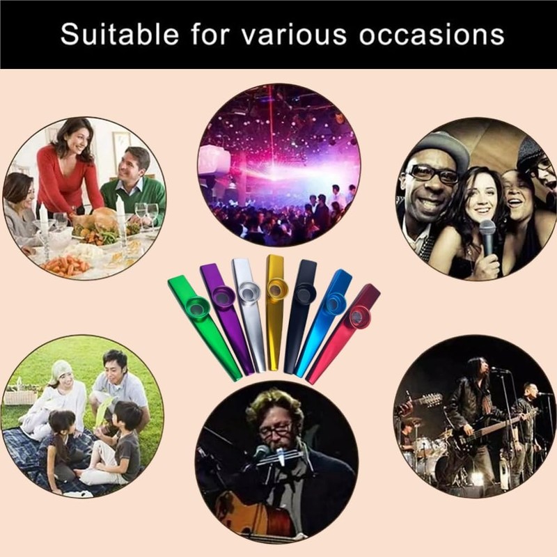 Kazoo, Pack of 7 Kazoo Metal, Kazoo Membrane, Metal Kazoo