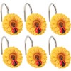 Sunflower Shower Window Curtain Hooks，Ladybug Bath Decorative Hooks Bathroom Shower