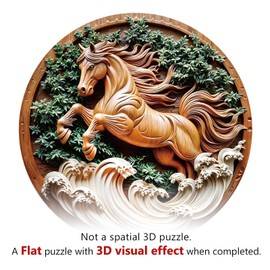 Wooden Puzzles for Adults - Flat Puzzle with 3D Visual Effect Horse Puzzle, Unique Shape Animal Wooden Puzzle, Unique Gift Ideas, Wood Puzzles Adult, Wall Art Puzzle Canvas (L-13.4*13.4in-275 Pieces)