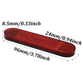 Runseaway 2Pcs 3.78 Inch Red Oval Reflector Stickers, Self-Adhesive Safety Reflectors for Trailers, Trucks, Motorcycles, Bicycles, Cars, Caravans, Boats