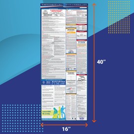 2025 North Dakota State and Federal Labor Law Poster - OSHA Workplace Compliant - Mandatory Regulations Posting for Employees - All-in-One Required Compliance Posting 16" x 40" - Laminated (English)