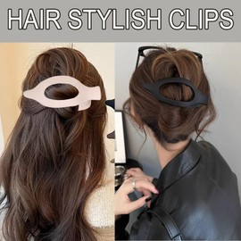 Flomiara 4PCS Flat Claw Clip, Oval Hair Clips for Thick Thin & Fine Hair Women Girls, Non-Slip Strong Hold French Matte Claws Accessories, Black, Brown, Pink, Gray Set