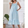 Viakeo 100% Cotton Nightgowns For Women Sleeveless Night Gown Long