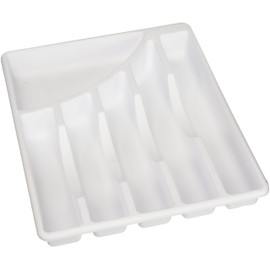 STERILITE Cutlery Tray, 11-3/4 in W, 1-7/8 in D, Plastic, White, 14-1/8" x 11-3/4" x 1-7/8"