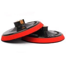 Power Tool Hook and Loop Backing Pad, 5 Inch Plastic Foam Backer Pad with Tapes for Diamond Polishing Pads or Sand Paper, Red & Black