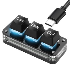 SinLoon Mini teclado de 3 teclas para copiar y pegar teclado programable con luz LED, teclado mecánico de intercambio en caliente para trabajar y jugar