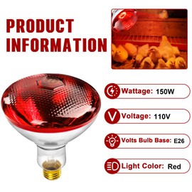 ROVOCLO Heat Lamp for Chickens,150W Red Heat Lamp Infrared Light Bulb for Chicks,Chicken Coop | ROVOCLO