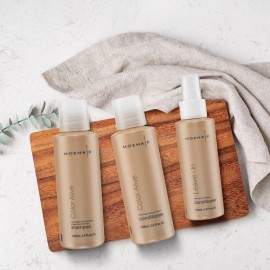 MOEHAIR Travel Trio of Color Alive Shampoo and Conditioner, Leave In Conditioner