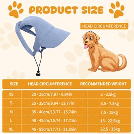 OFFCUP Dog Baseball Cap, Adjustable Summer Dog Sun Protection Hat with Ear Holes, Pet Cat Hat Visor Cap, Lightweight Puppies Bucket Hats for Puppy Small Medium Large Dogs Cats (Blue, L)