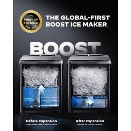 Silonn Countertop Ice Maker with Expanding Ice Basket, 9 Cubes in 6 Mins, 2.5L Ice Basket, Self-Cleaning Ice Maker with LED Touch Control, 2 Bullet Ice Sizes for Home, Kitchen, Office