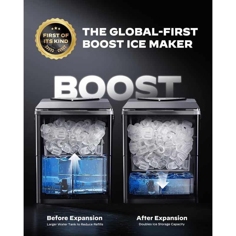 Silonn Countertop Ice Maker with Expanding Ice Basket, 9 Cubes