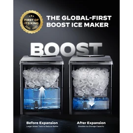 Silonn Countertop Ice Maker with Expanding Ice Basket, 9 Cubes in 6 Mins, 2.5L Ice Basket, Self-Cleaning Ice Maker with LED Touch Control, 2 Bullet Ice Sizes for Home, Kitchen, Office
