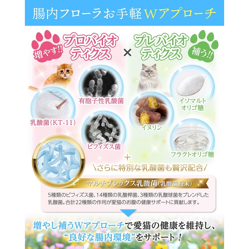 アニハ 猫用 乳酸菌サプリ【獣医師監修】24種の乳酸菌配合 腸活・吐き戻し・お腹の健康サポート 60粒入り