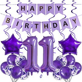 SNOWZAN Balloons 10th Birthday Decoration Purple 40 Inch Giant Numbers Balloons, Latex Foil Balloons, Pack of 25