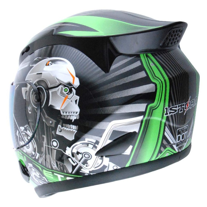 1Storm Motorcycle Bike Full FACE Helmet Mechanic Skull - Tinted