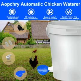 Aopchry 8 Pack Automatic Chicken Waterer, Blue Chicken Water Feeder Cups Suitable for Various Poultry, Cup Body Deepened Double Rubber Ring No Leakage, with Mounting Hole Opener