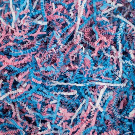MagicWater Supply - 2 LB - Baby Blend - Pink, Blue and White Blend of Crinkle Cut Paper Shred Filler great for Gift Wrapping, Basket Filling, Birthdays, Weddings, Anniversaries, Valentines Day