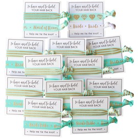 Bride Tribe Hair Tie Cards. to Have and to Hold, Your Hair Back. Help Me Tie The Knot. Bachelorette, Wedding Shower, Party Favors for Bridesmaids (Pack of 12, Mint & Gold)