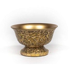 Home Decoration Accessories Bowl Vase Compote Gold Irregular Shaped Glass Chips Mosaic Pattern Metal Base Revere 6 inch Diameter