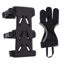 zalati Adjustable Archery Arm Guard And Finger Glove Set Breathable Forearm Protector With 3-Finger Glove For Teens And Adults Shooting Shooting Practice