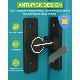 90 Degree Flip Barn Door Lock, Heavy Duty Gate Barn Door Locks and Latches, Sliding Barn Door Latch Set Suitable for Outdoor, Farm, Garden, Bathroom, Window, Garage (Luminous Black)