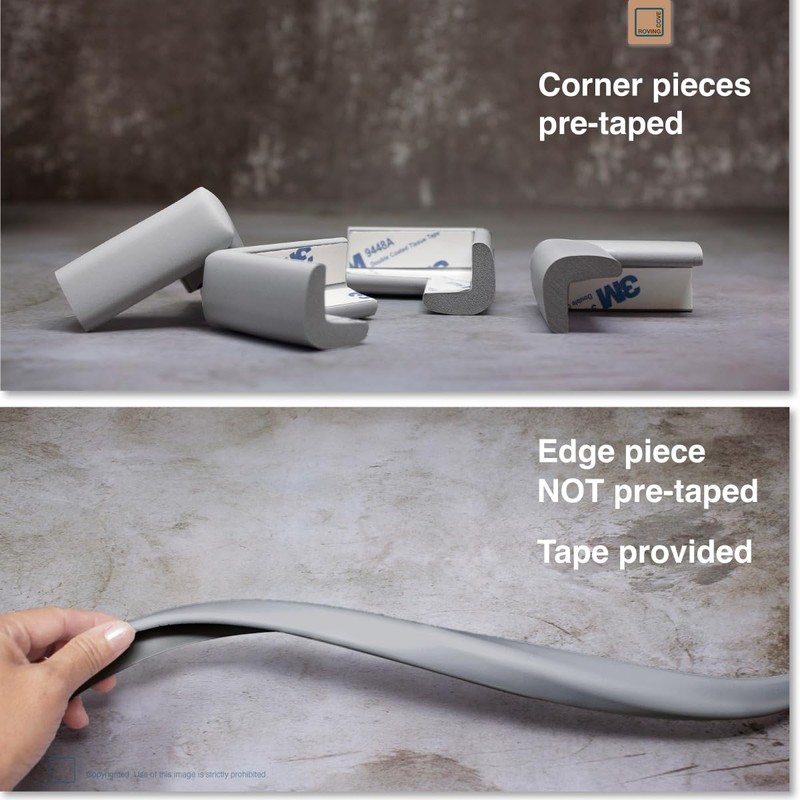 Roving Cove Slimfit Corner Edge Protector for Baby Proofing (Small