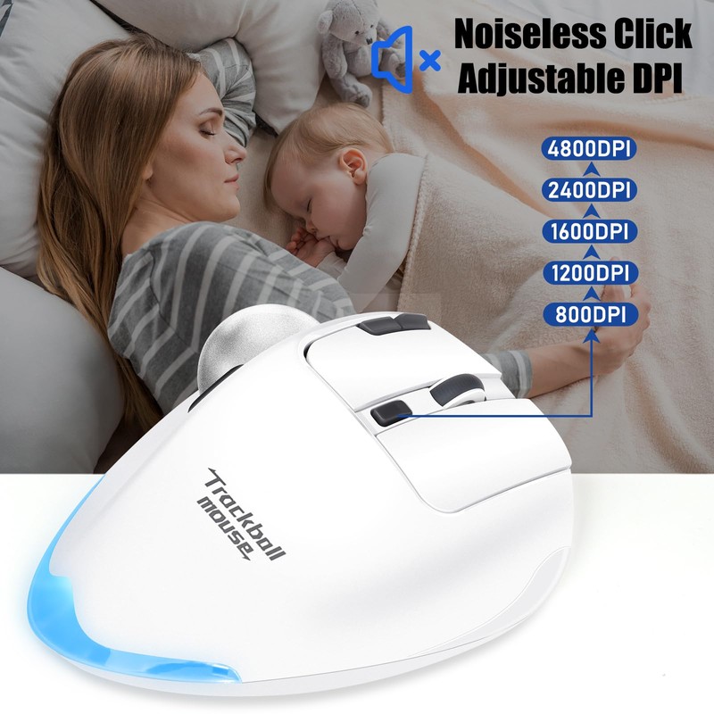 TRELC Wireless Trackball Mouse, Ergonomic Rollerball Mouse with 4800 DPI/7