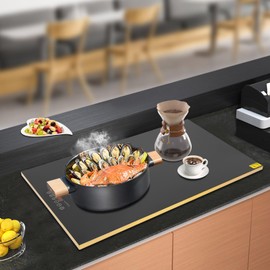 Electric Warming Tray, Food Warmer Plate with Thermostat and Full Surface Heating, Electric Warming Tray, Food Warming Tray with Timing Setting&8 functions, For Restaurant, Parties, Buffet Serving