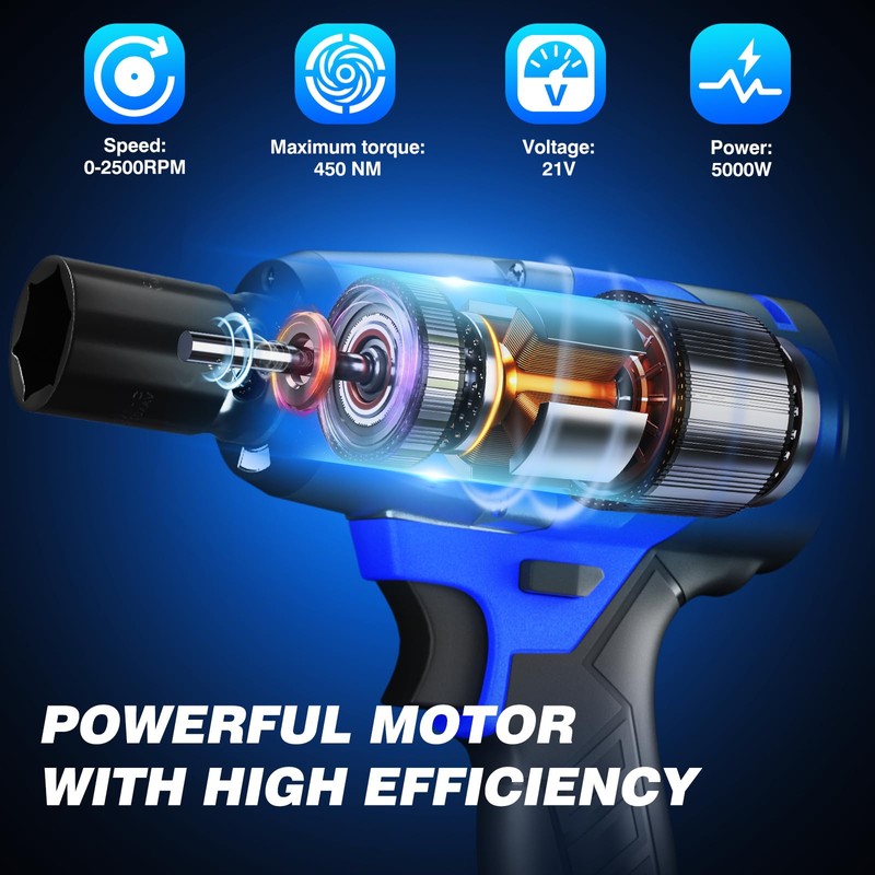 Cordless Impact Wrench Kits with 4 Sockets,High Torque 1/2" Impact