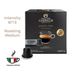 Gran Caffè Garibaldi Espresso Pods, Italian Roasted Nespresso Compatible, 100% Arabica Blend, Brazilian & Central American Beans, Toasted Dried Fruit & Cocoa Aroma Espresso - Gusto Top (Aluminum) 200 Cups